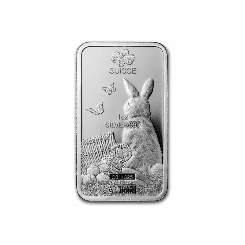 stříbrná cihlička 1/2 oz Lunar Rabbit 2023 .999 Ag tónovaná