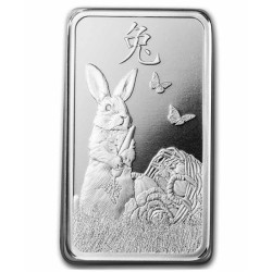 stříbrná cihlička 1/2 oz Lunar Rabbit 2023 .999 Ag tónovaná