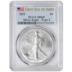 1 oz US Eagle 2021 T2 PCGS MS69 First Day of Issue