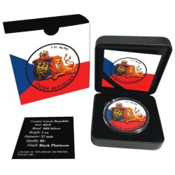 stříbrná mince 1 oz Český Lev 2019 BU černá platina s CZ vlajkou