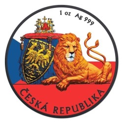 stříbrná mince 1 oz Český Lev 2019 BU černá platina s CZ vlajkou
