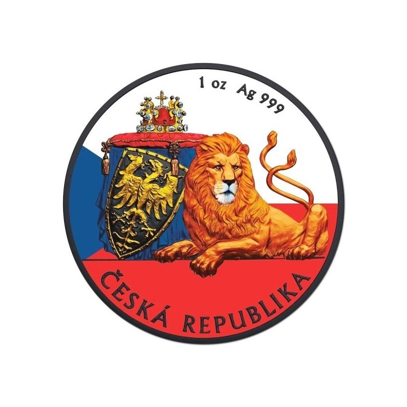 silver coin 1 oz Czech Lion 2019 BU Black Platinum CZ Flag