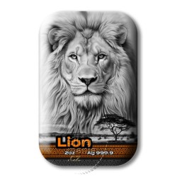 stříbrná cihlička 2 oz Lion The big five 2024 antik+kolorovaná