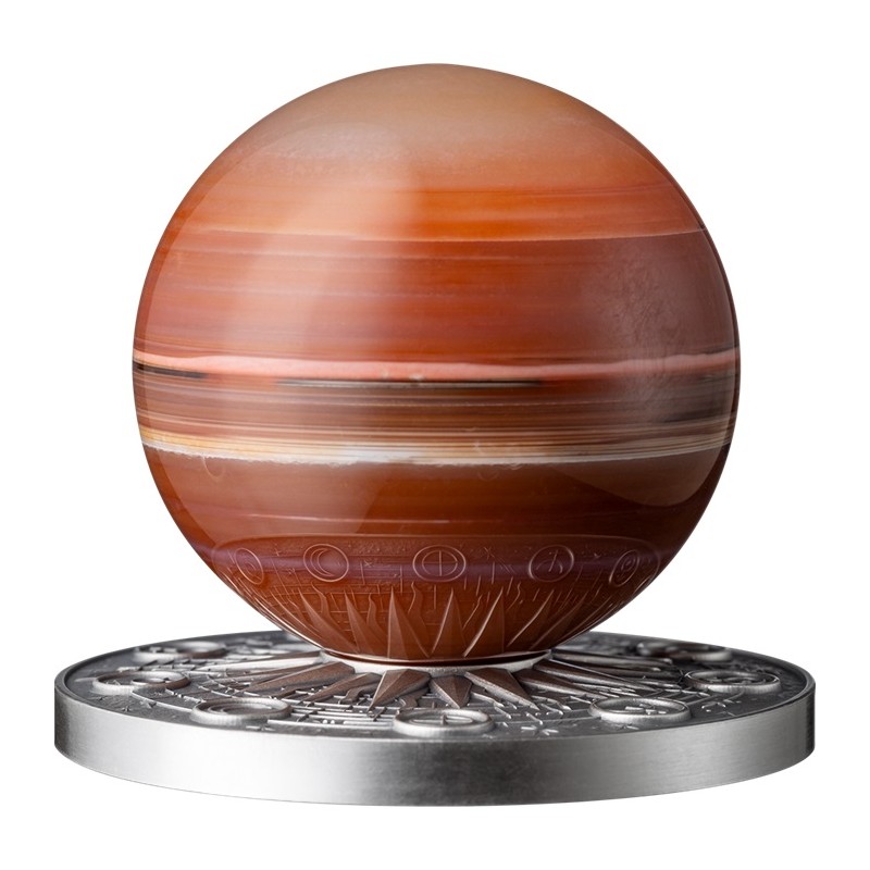 2 oz Solar System: MARS GHANA 2024 stříbrná mince s karneolem