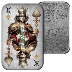 stříbrná cihlička 2 oz Poker Cards King of Spades .9999 číslovaná