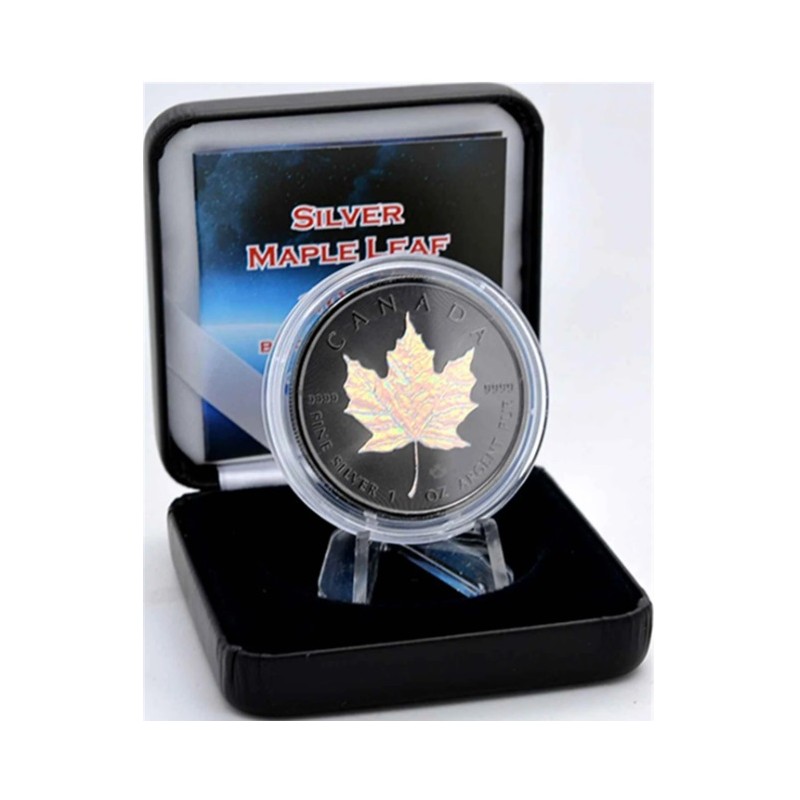 stříbrný 1 oz Maple Leaf Black Holo 2023