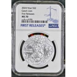 stříbrná mince 1 oz Český lev 2024 NGC MS70 FIRST RELEASES + dárek