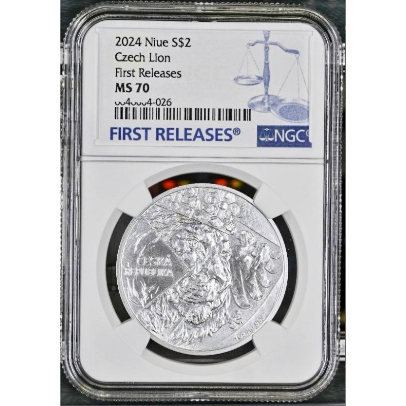 silver coin 1 oz Czech Lion 2024 NGC MS70 FIRST RELEASES + gift