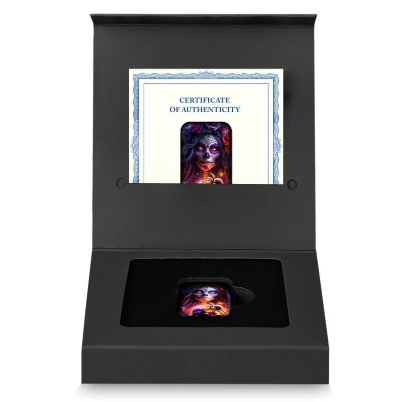 stříbrná cihlička 2 oz Dia de los Muertos 2024 color/antiqe