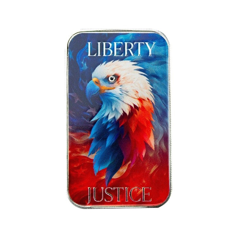 silver bar 1 oz Liberty Justice Scottsdale coloured .999 Ag