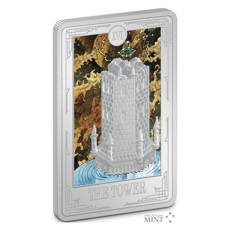 1 oz TAROT Tower 2024 NIUE PROOF Ag ST