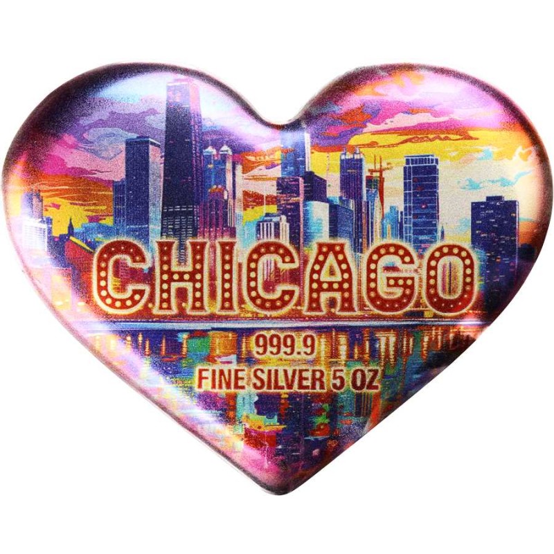 Chicago Germania Mint Heart 2024 2 oz Ag .9999 cast bar