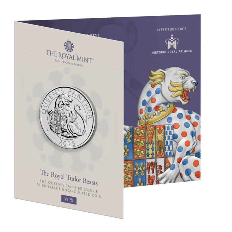 5 liber Tudor Panther v blistru Royal Mint 2025 CuNi