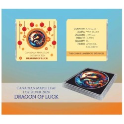 1 oz Dragon of Luck Maple Leaf 2024 Ag kolorovaná