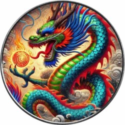 1 oz Dragon of Light American Eagle 2024 Ag colored