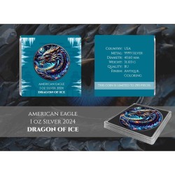 1 oz Dragon of Ice American Eagle 2024 Ag kolorovaná HM