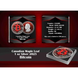 1 oz Maple leaf BITCOIN 2025 Ag kolorovaná HM