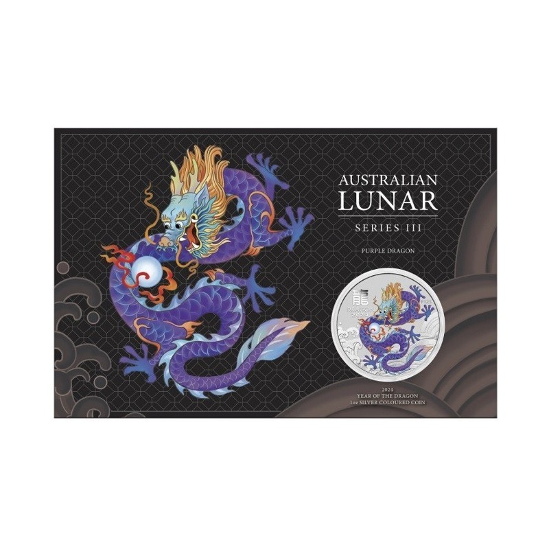 1 oz Lunar III Year of the Purple Dragon - Rok draka 2024 v blistru fialový ST