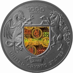 1 oz The Wings of freedom United Crypto States 2025 PROOF HOLO 0.00001 Bitcoin