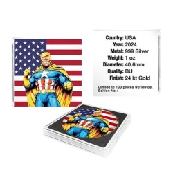 1 oz American Eagle CAPTAIN TRUMP 2024 BU gilded