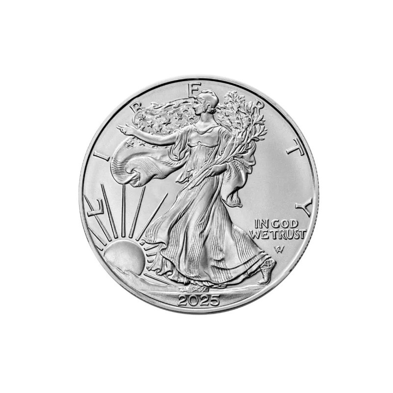 1 oz American Silver Eagle 2025 BU capsuled HM