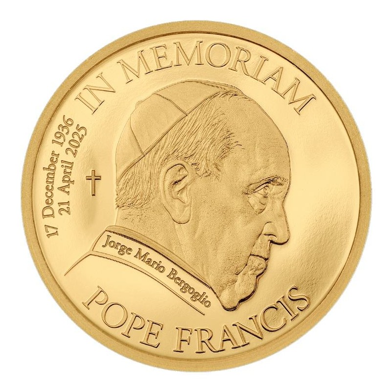 0,5 g zlatá mince In MEMORIAM Papež František Cook Islands PROOF 2025