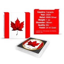 1 oz Maple Leaf  2025 Gold Black Empire