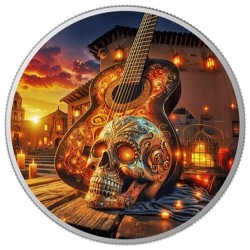 stříbrná 1 oz GUITARIST - MORNING Dia De Muertos Libertad 2024 .999Ag
