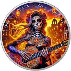 stříbrná 1 oz GUITARIST - MORNING Dia De Muertos Libertad 2024 .999Ag