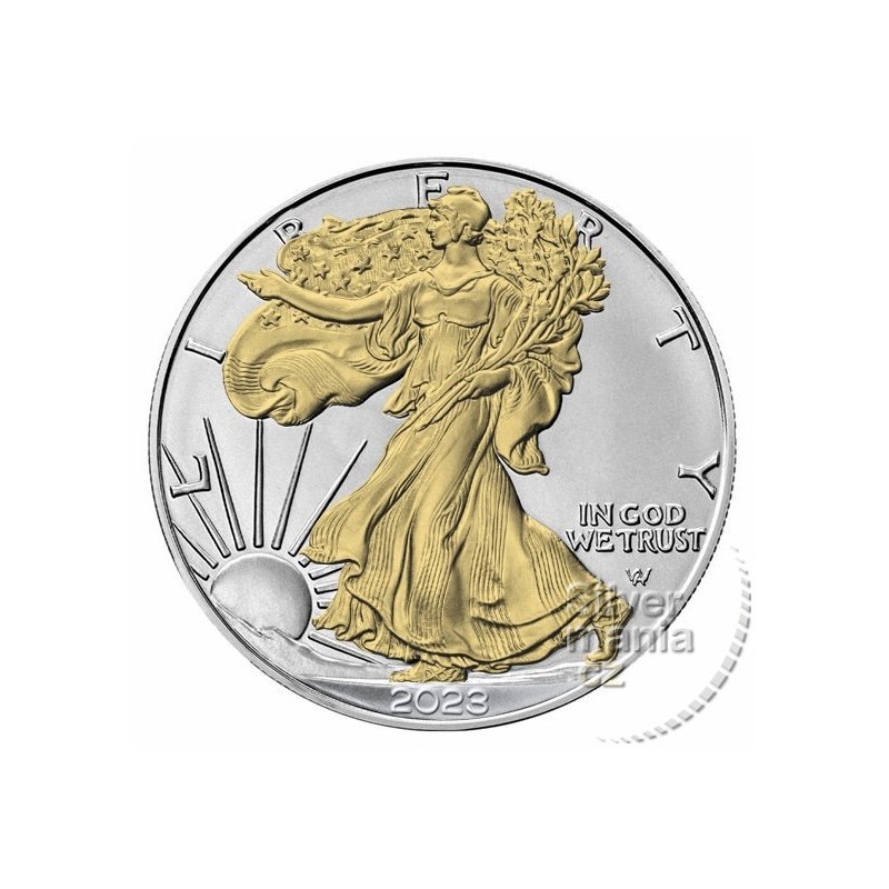 1 oz American Silver Eagle 2023 BU gilded