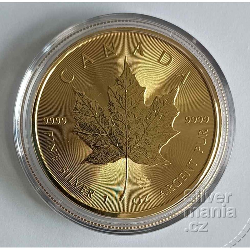 1 oz Maple leaf 2025 BU gilded celozlacená