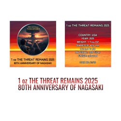 1 oz NAGASAKI "THE THREAT REMAINS" American Eagle 2025 coloured