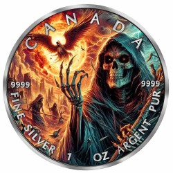 1 oz Maple leaf - GRIM REAPER ARMAGEDDON X 2025 BL RU + coloured