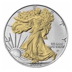 1 oz American Silver Eagle 2024 privy star BU gilded