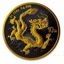 1 oz China Dragon BLACK Platinum 2025 gilded