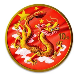 1 oz China Dragon CHINA flag 2025 gilded