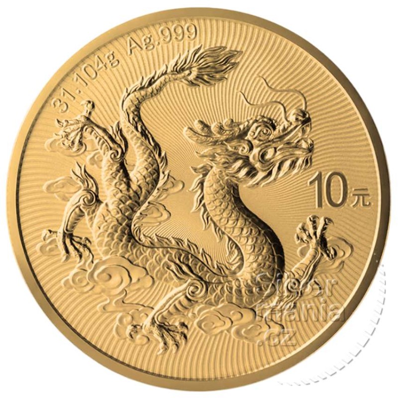 1 oz China Dragon 2025 gilded + CoA HM
