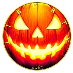 stříbrná 1 oz American Eagle 2025 Halloween Pumpkin