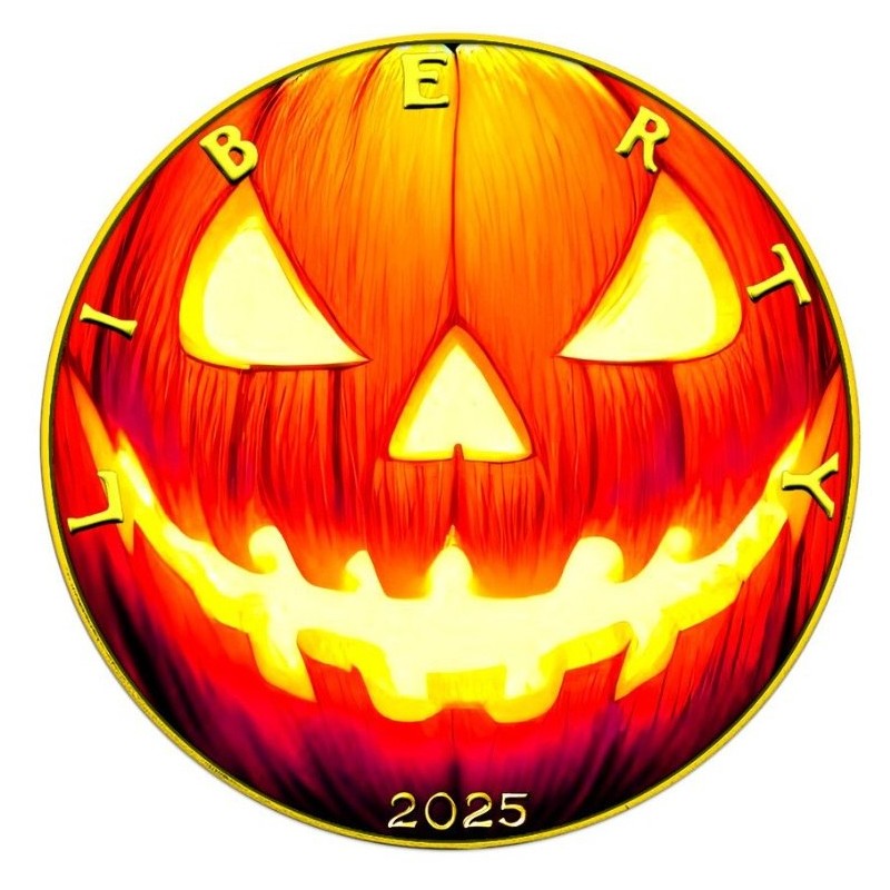 stříbrná 1 oz American Eagle 2025 Halloween Pumpkin