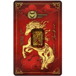 zlatá cihlička 1g Čínský rok koně - Year of the Horse .9999Au Germania