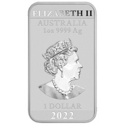 1 oz Rectangular Dragon 2022 BU 1$ Austrálie v kapsli HM