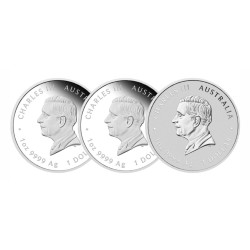 stříbrný TRIO set Lunar III Year of the Horse 2026 color, PROOF Perth Mint