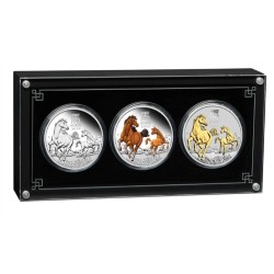silver TRIO set Lunar III Year of the Horse 2026 color, PROOF Perth Mint