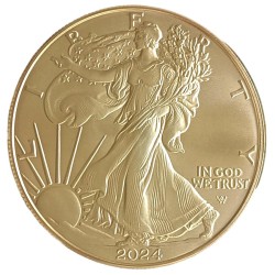 1 oz Silver American Eagle 2024 BU gilded celozlacená
