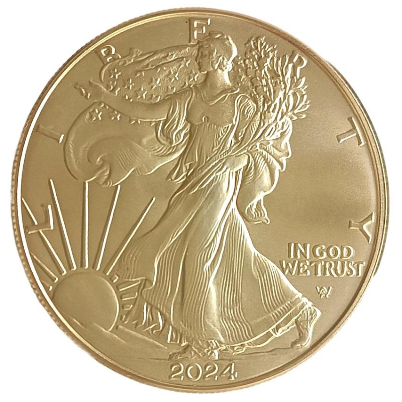 1 oz American Silver Eagle 2024 BU full gilded