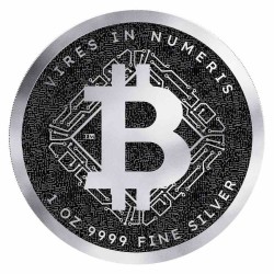 silver 1 oz Bitcoin 2025 Niue $2 BU in capsule