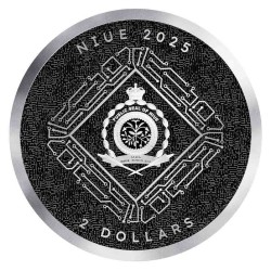 silver 1 oz Bitcoin 2025 Niue $2 BU in capsule