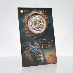 stříbrná 1 oz Český lev 2025 PROOF kolorovaná Niue $2 HM