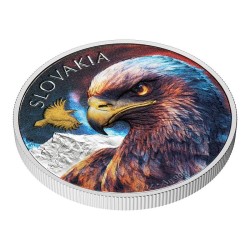 stříbrná 1 oz Slovenský orel 2025 PROOF kolorovaná Niue $2 HM