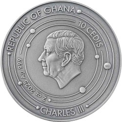 2 oz Solar System: SUN GHANA 2024 stříbrná mince s jantarem